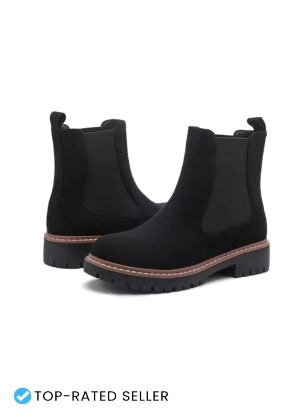 Chunky Lug Sole Chelsea Ankle Boots Platform Faux Leather Slip On Women's